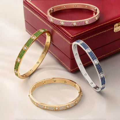 [⭐Hyrra Jewelry]2026 PAVE GEMSTONE LOVE BRACELET 6.1MM 10 DIAMONDS
