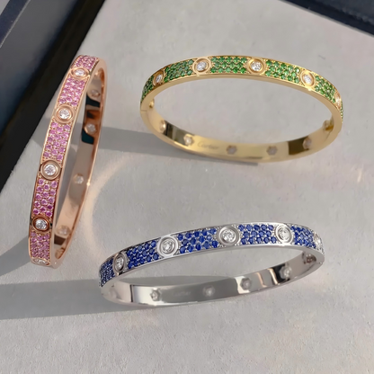 [⭐Hyrra Jewelry]2026 PAVE GEMSTONE LOVE BRACELET 6.1MM 10 DIAMONDS
