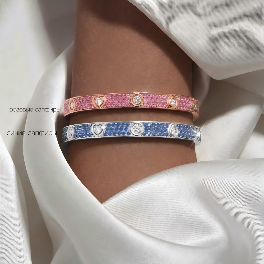[⭐Hyrra Jewelry]2026 PAVE GEMSTONE LOVE BRACELET 6.1MM 10 DIAMONDS