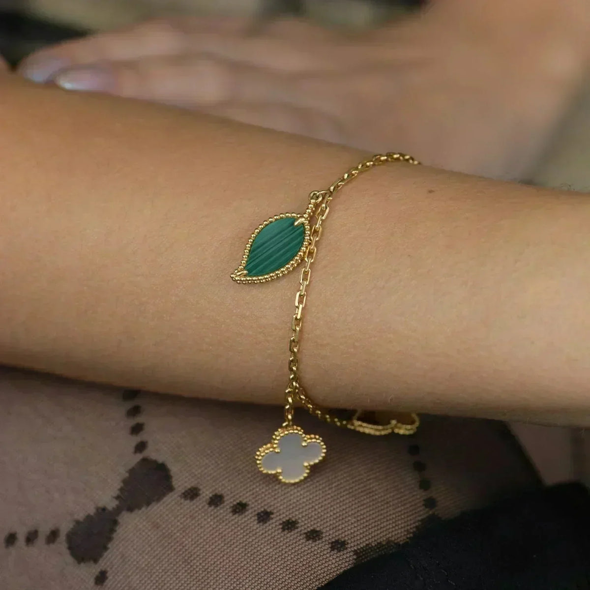 [⭐Hyrra Jewelry]LUCKY SPRING 5 MOTIF GOLD BRACELET