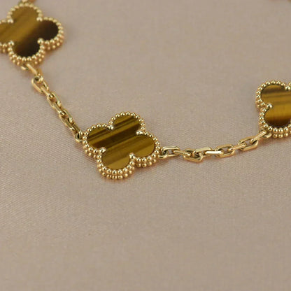 [⭐Hyrra Jewelry] CLOVER 5 MOTIFS TIGER EYE BRACELET COLLECTION