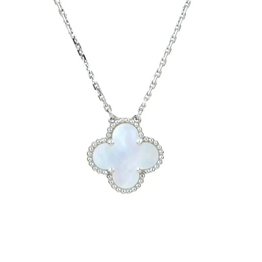 [⭐Hyrra Jewelry]CLOVER  15MM WHITE MOTHER-OF-PEARL SILVER