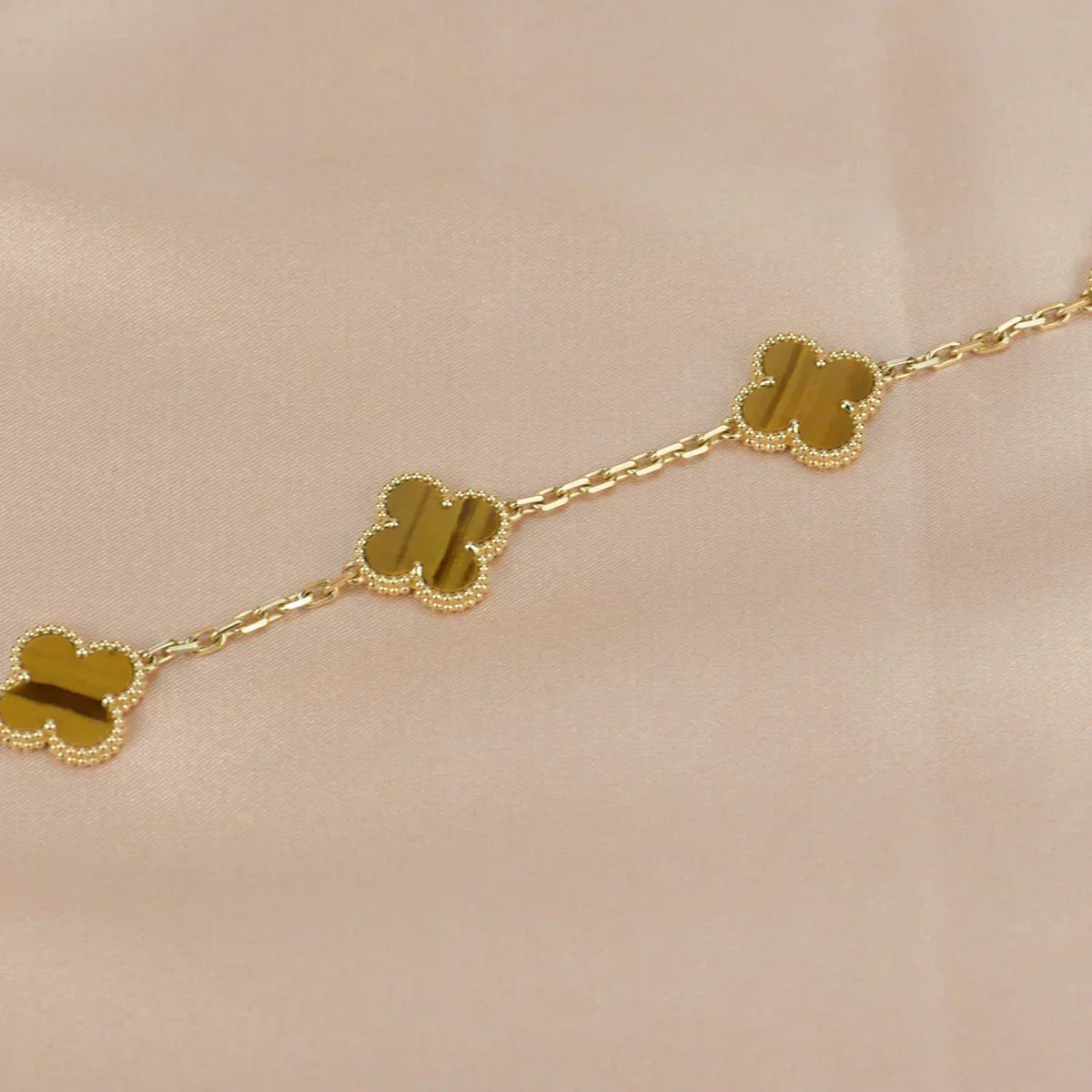[⭐Hyrra Jewelry] CLOVER 5 MOTIFS TIGER EYE BRACELET COLLECTION