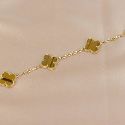 [⭐Hyrra Jewelry] CLOVER 5 MOTIFS TIGER EYE BRACELET COLLECTION