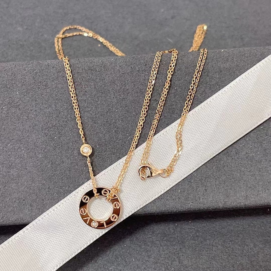 [⭐Hyrra Jewelry]LOVE NECKLACE 16MM 2 DIAMONDS