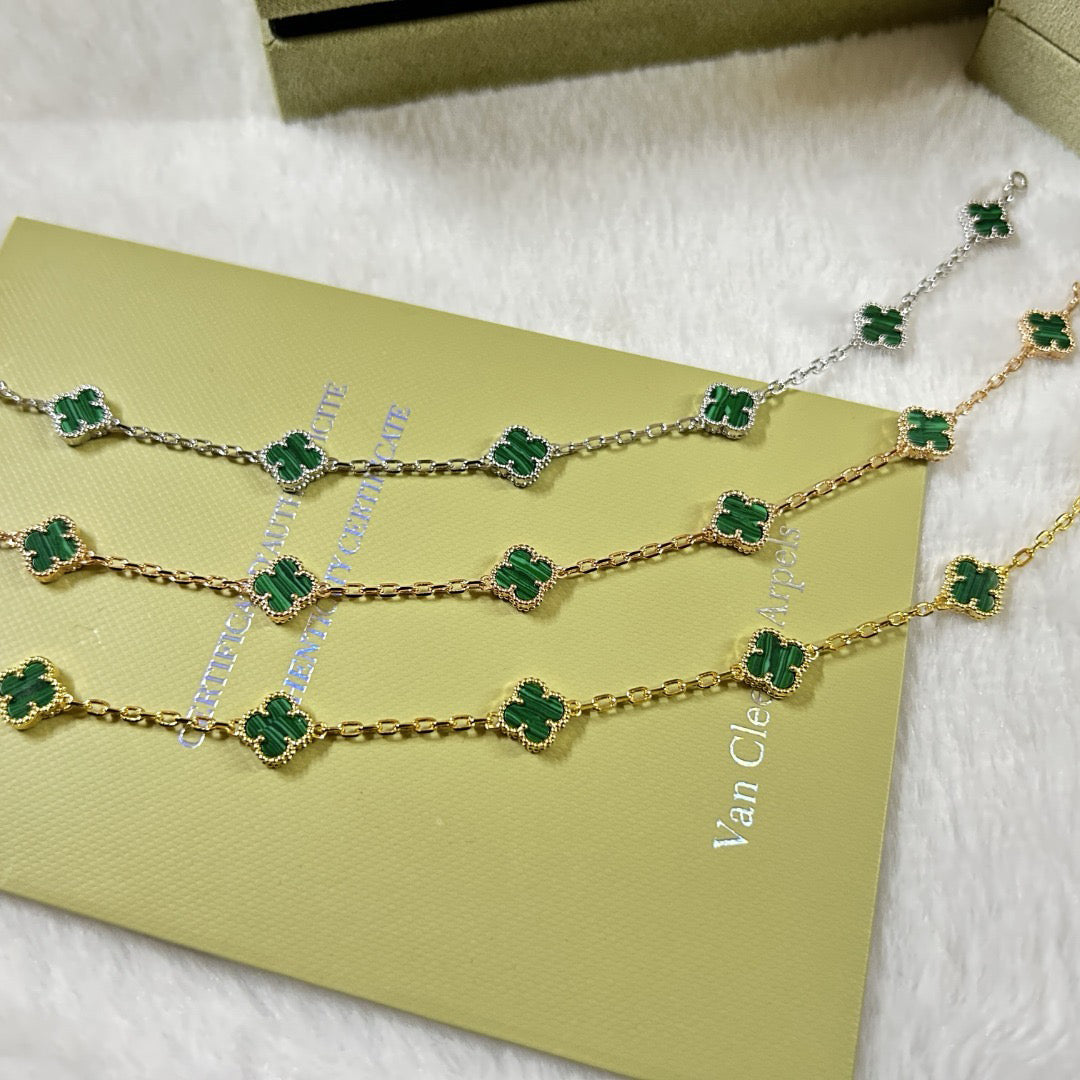 [⭐Hyrra Jewelry]CLOVER 6 MOTIF MALACHITE BRACELET