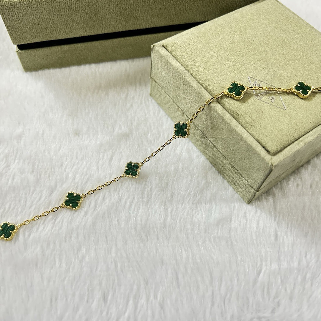 [⭐Hyrra Jewelry]CLOVER 6 MOTIF MALACHITE BRACELET