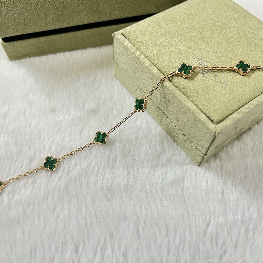 [⭐Hyrra Jewelry]CLOVER 6 MOTIF MALACHITE BRACELET