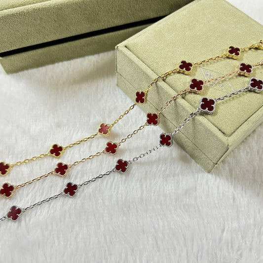 [⭐Hyrra Jewelry]CLOVER 6 MOTIF RED AGATE BRACELET
