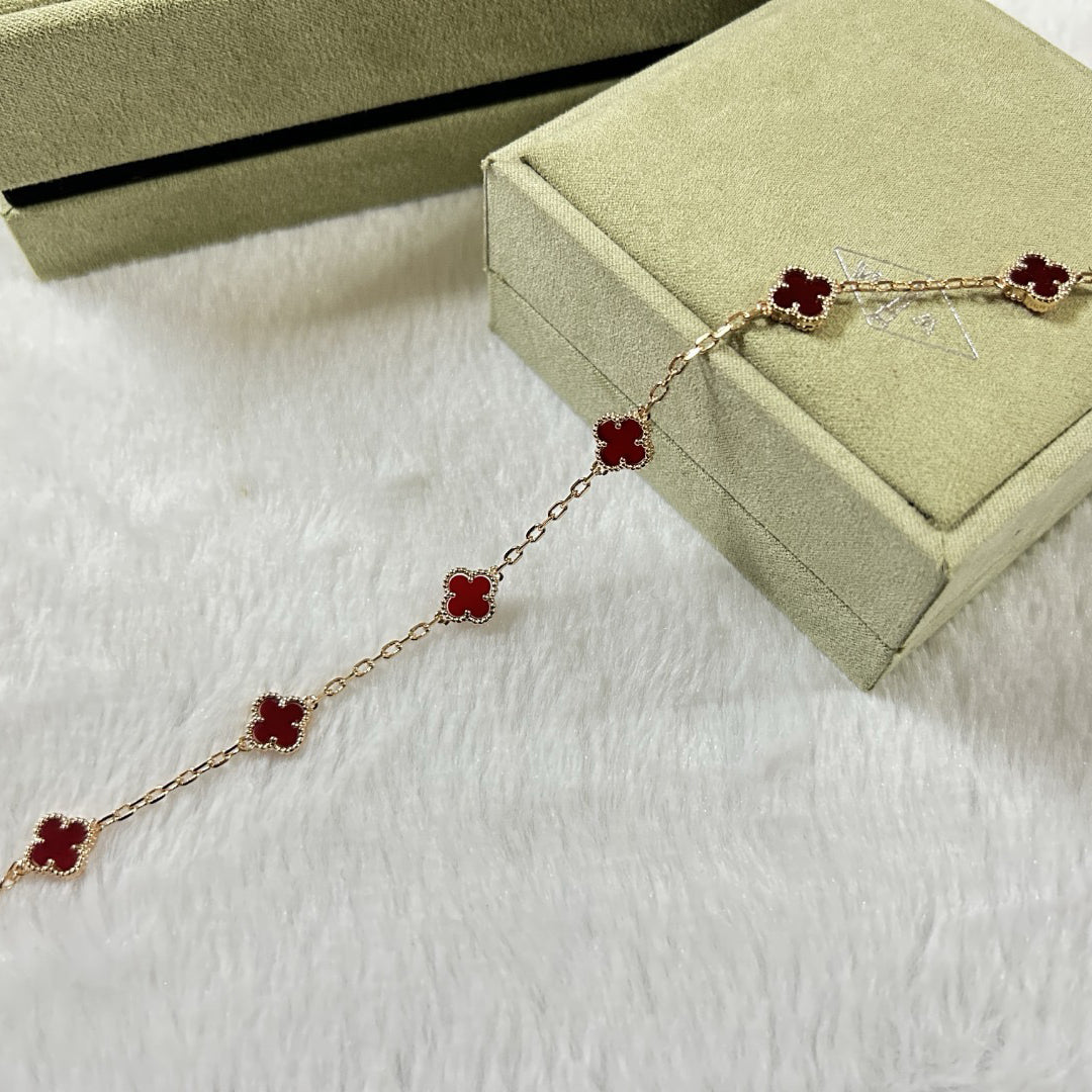 [⭐Hyrra Jewelry]CLOVER 6 MOTIF RED AGATE BRACELET