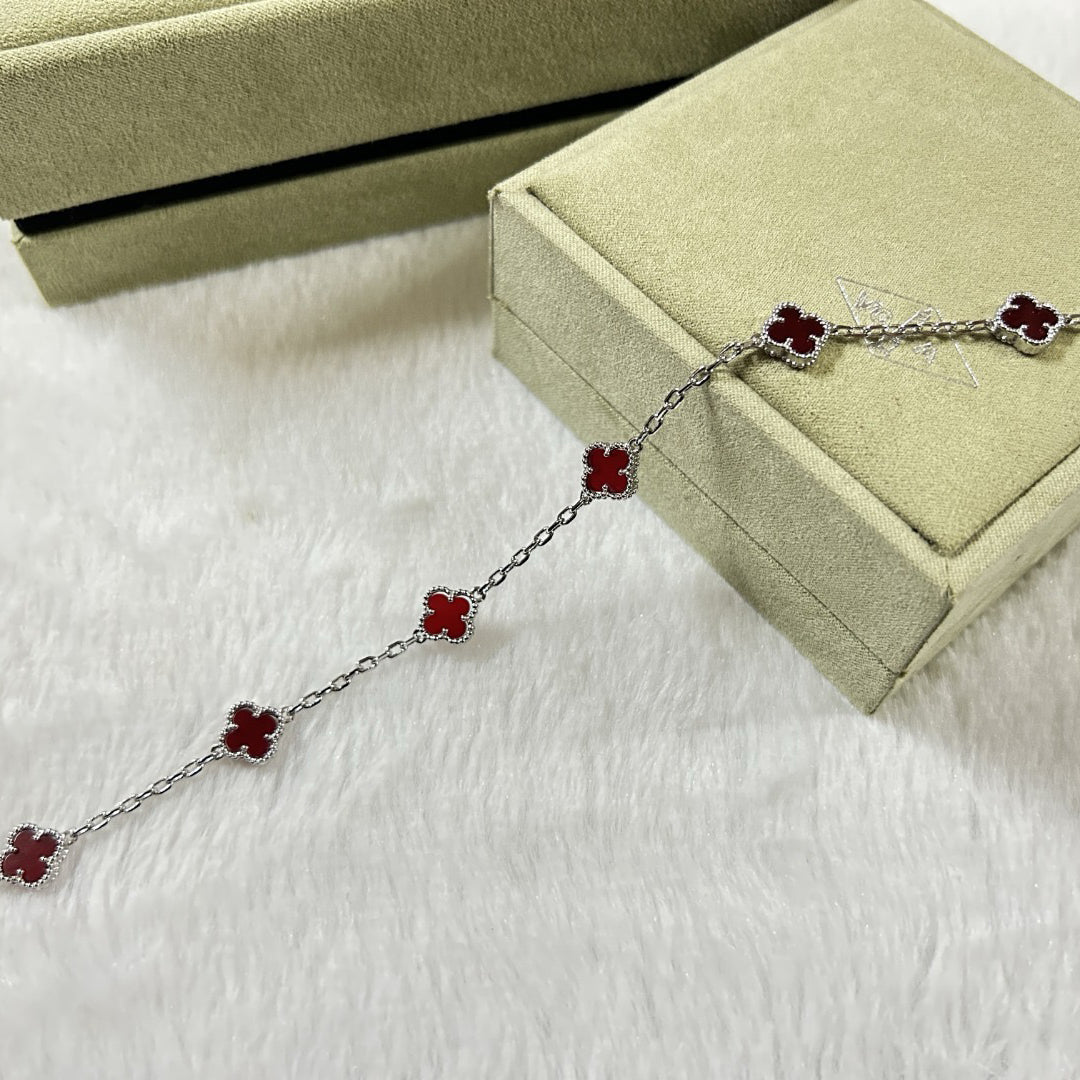 [⭐Hyrra Jewelry]CLOVER 6 MOTIF RED AGATE BRACELET