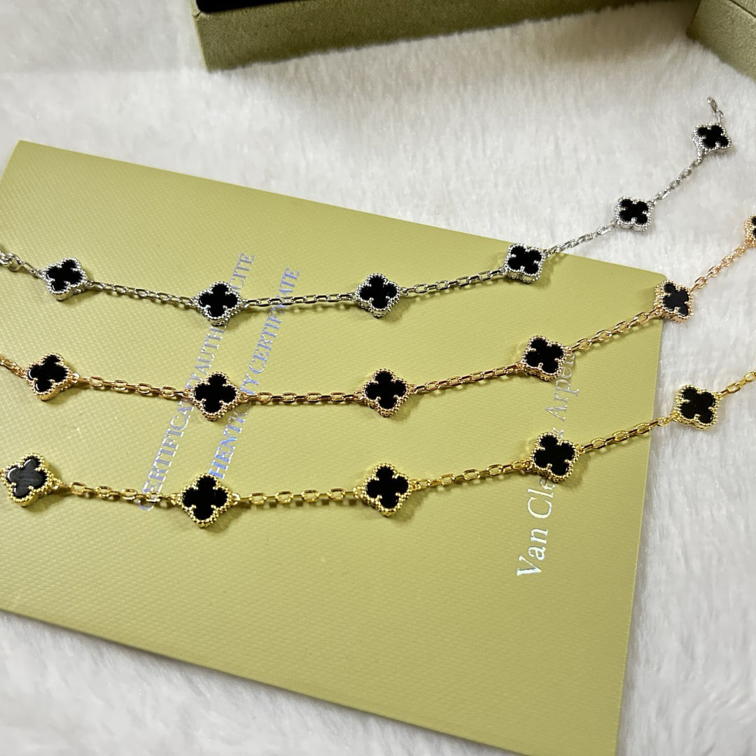 [⭐Hyrra Jewelry]CLOVER 6 MOTIF  ONYXS BRACELET