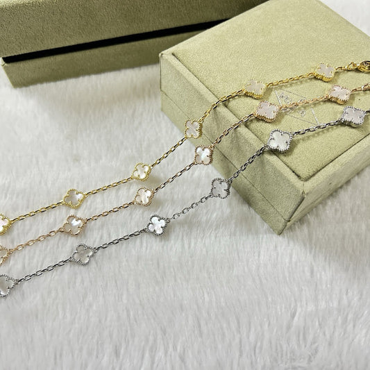 [⭐Hyrra Jewelry]CLOVER 6 MOTIF WHITE MOP BRACELET