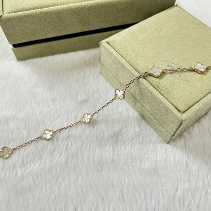 [⭐Hyrra Jewelry]CLOVER 6 MOTIF WHITE MOP BRACELET