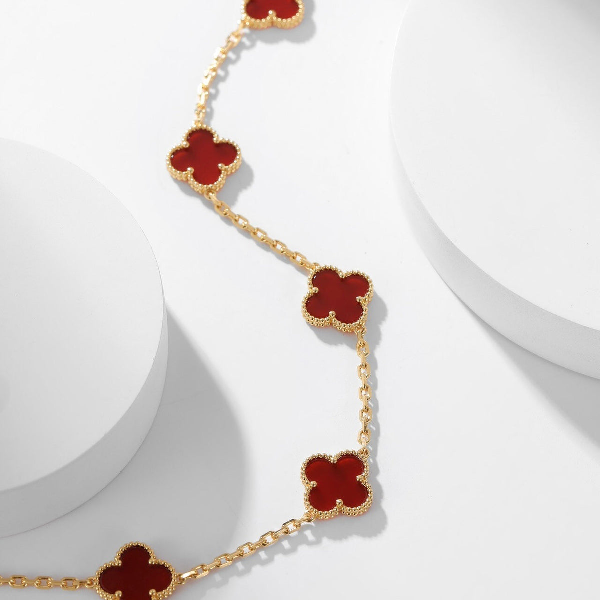 [⭐Hyrra Jewelry]CLOVER 10 MOTIFS CARNELIAN NECKLACE