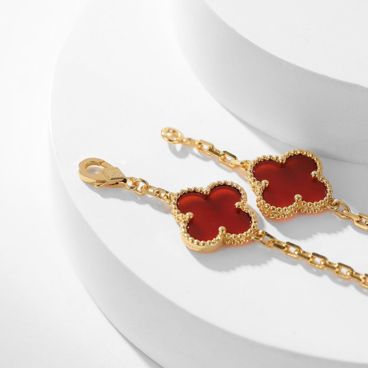 [⭐Hyrra Jewelry]CLOVER 10 MOTIFS CARNELIAN NECKLACE