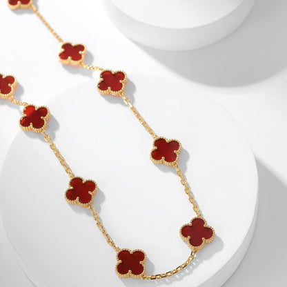 [⭐Hyrra Jewelry]CLOVER 10 MOTIFS CARNELIAN NECKLACE