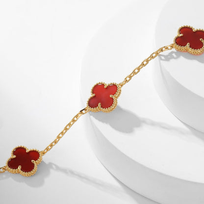 [⭐Hyrra Jewelry]CLOVER 10 MOTIFS CARNELIAN NECKLACE