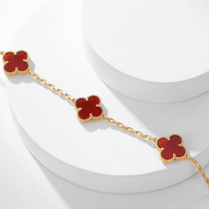 [⭐Hyrra Jewelry]CLOVER 10 MOTIFS CARNELIAN NECKLACE