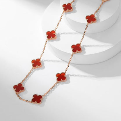 [⭐Hyrra Jewelry]CLOVER 10 MOTIFS CARNELIAN NECKLACE