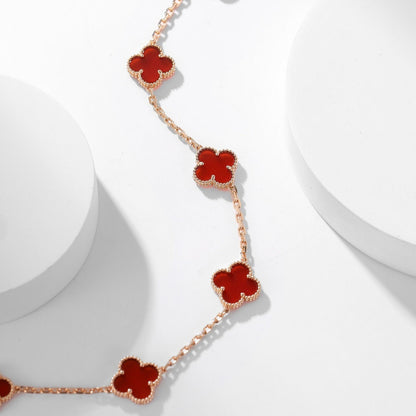 [⭐Hyrra Jewelry]CLOVER 10 MOTIFS CARNELIAN NECKLACE