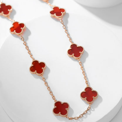 [⭐Hyrra Jewelry]CLOVER 10 MOTIFS CARNELIAN NECKLACE