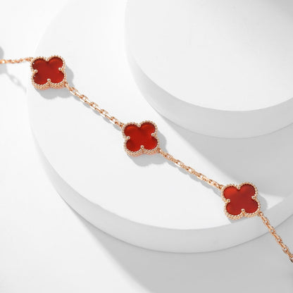 [⭐Hyrra Jewelry]CLOVER 10 MOTIFS CARNELIAN NECKLACE