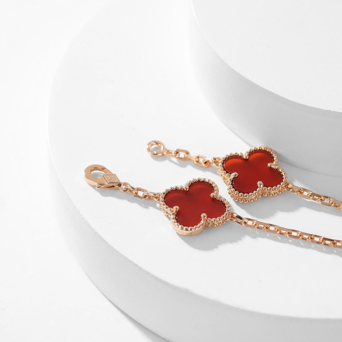 [⭐Hyrra Jewelry]CLOVER 10 MOTIFS CARNELIAN NECKLACE