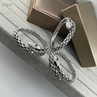 [⭐Hyrra Jewelry]NEW OBSIDIAN & DIAMOND SERPENT BRACELET