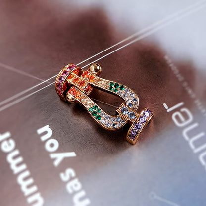 [⭐Hyrra Jewelry]FORCE LARGE HORSESHOE  COLORED DIAMOND BRACELET ROSE GOLD