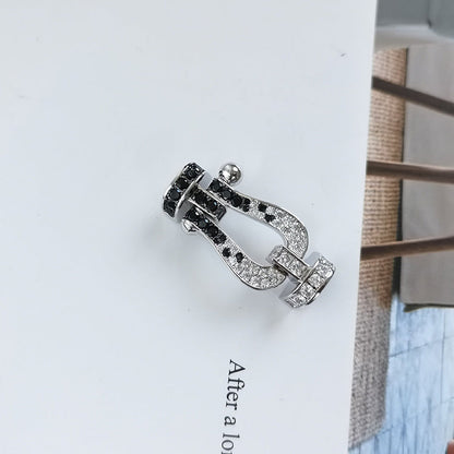 [⭐Hyrra Jewelry]FORCE LARGE HORSESHOE BLACK WHITE DIAMOND BRACELET ROSE GOLD