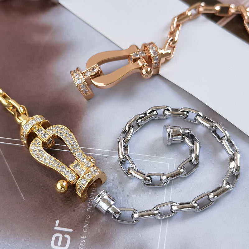 [⭐Hyrra Jewelry]FORCE LARGE HORSESHOE CLASP  METAL BRACELET