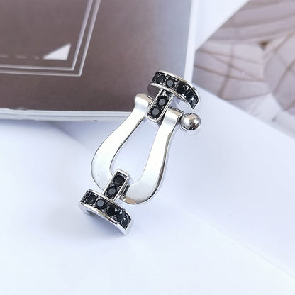 [⭐Hyrra Jewelry]FORCE LARGE HORSESHOE BLACK DIAMOND BRACELET SILVER