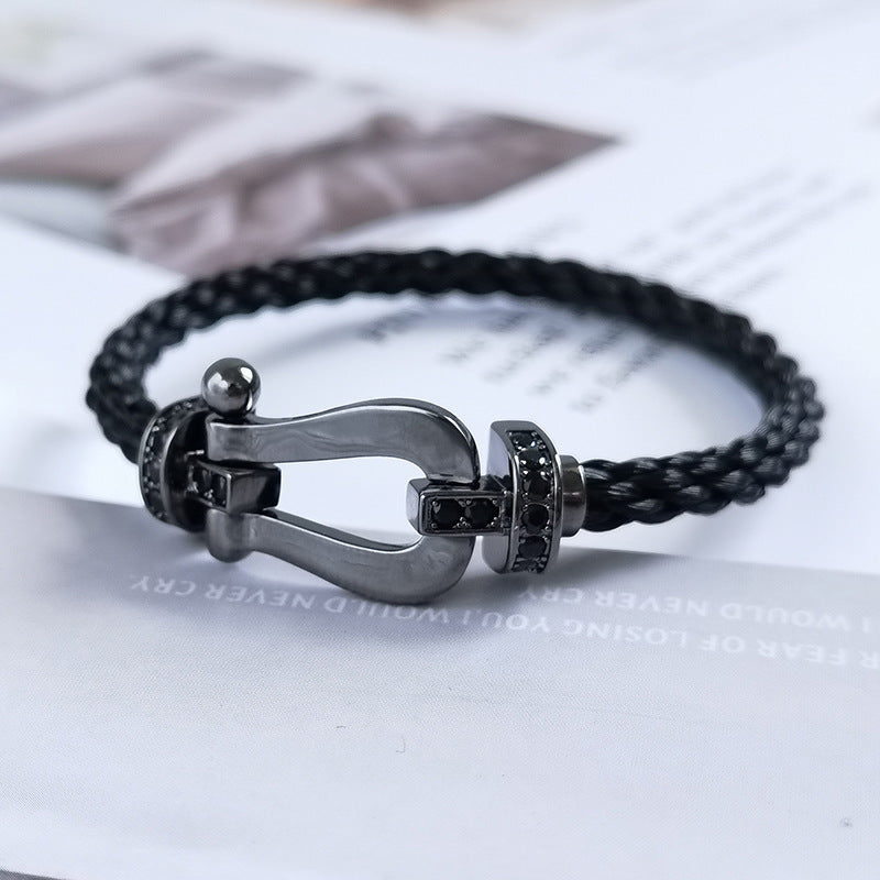 [⭐Hyrra Jewelry]FORCE LARGE SERIES HORSESHOE BLACK SAMURAI BRACELET