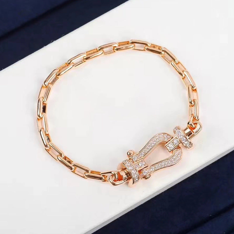 [⭐Hyrra Jewelry]FORCE LARGE HORSESHOE CLASP  METAL BRACELET