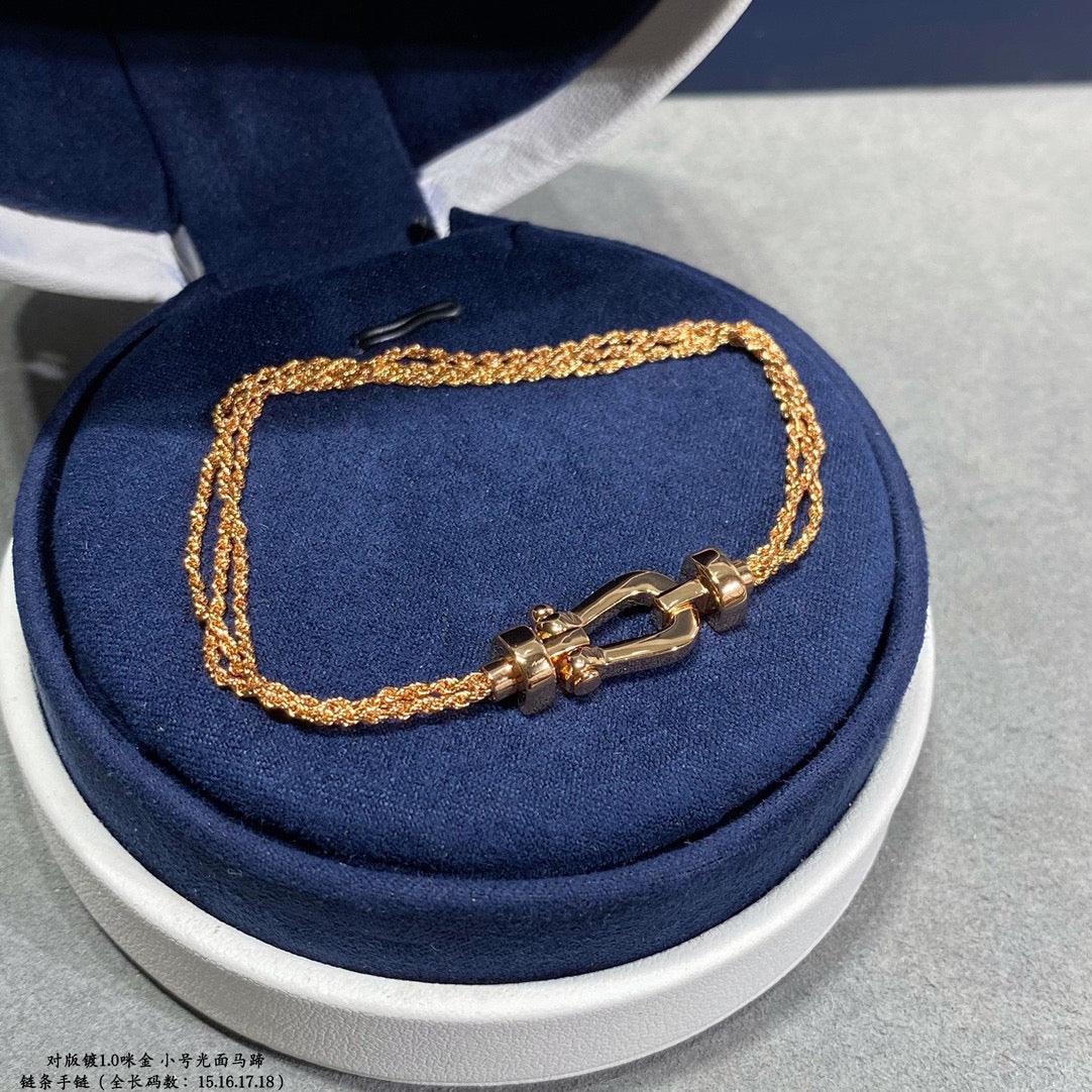 [⭐Hyrra Jewelry]FORCE SMALL HORSESHOE  DIAMOND CHAIN ROPE BRACELET
