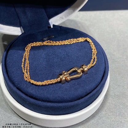 [⭐Hyrra Jewelry]FORCE SMALL HORSESHOE  DIAMOND CHAIN ROPE BRACELET