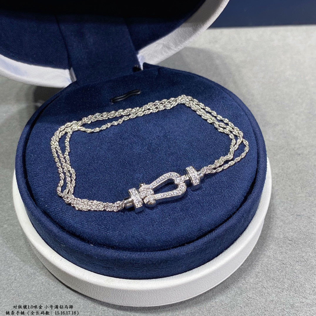[⭐Hyrra Jewelry]FORCE SMALL HORSESHOE  DIAMOND CHAIN ROPE BRACELET