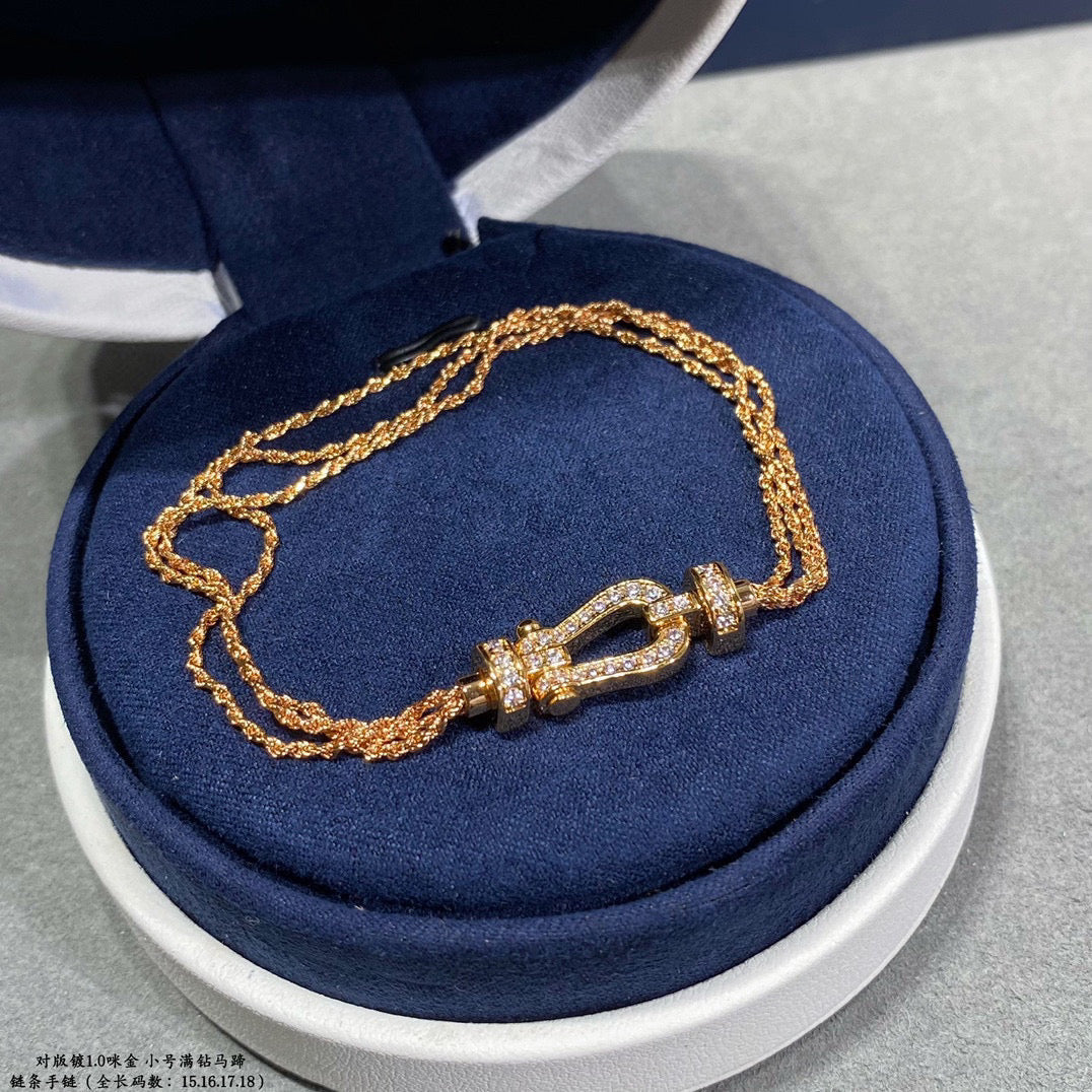 [⭐Hyrra Jewelry]FORCE SMALL HORSESHOE  DIAMOND CHAIN ROPE BRACELET