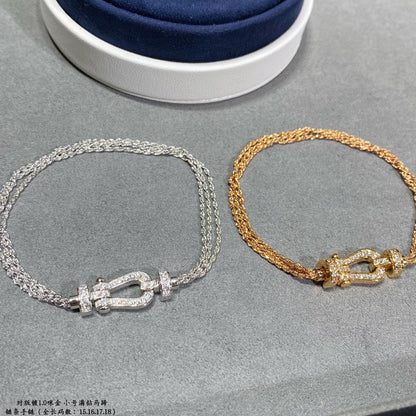 [⭐Hyrra Jewelry]FORCE SMALL HORSESHOE  DIAMOND CHAIN ROPE BRACELET
