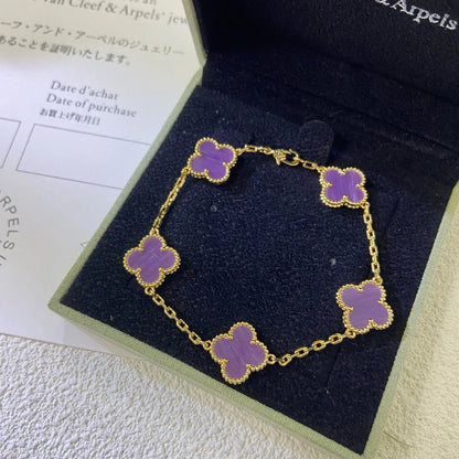 [⭐Hyrra Jewelry] CLOVER 5 MOTIF VIOLET BRACELET COLLECTION