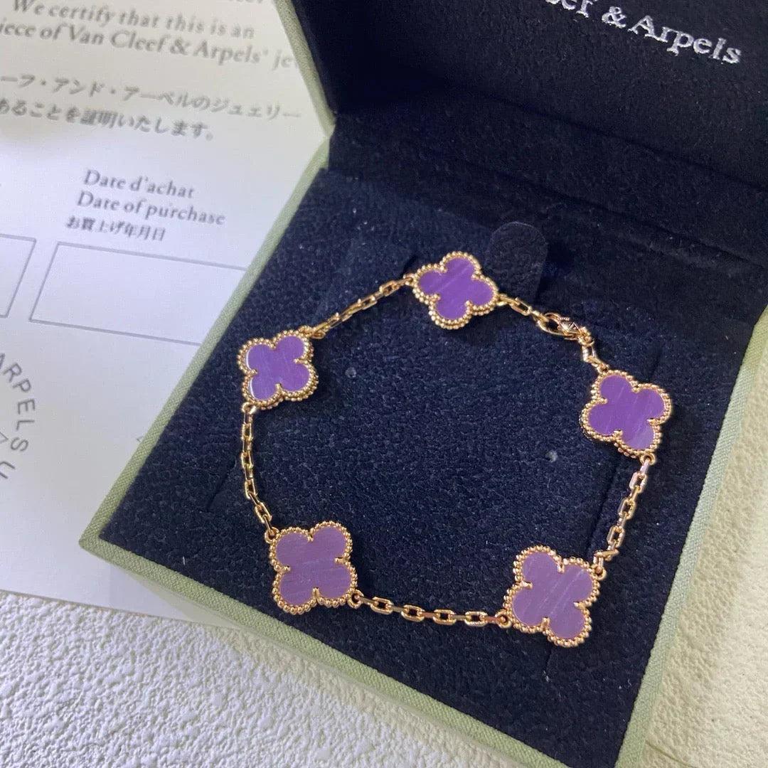 [⭐Hyrra Jewelry] CLOVER 5 MOTIF VIOLET BRACELET COLLECTION