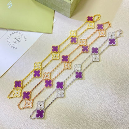 [⭐Hyrra Jewelry Jewelry]CLOVER 10 MOTIFS  PURPLE VIOLET DIAMOND NECKLACE