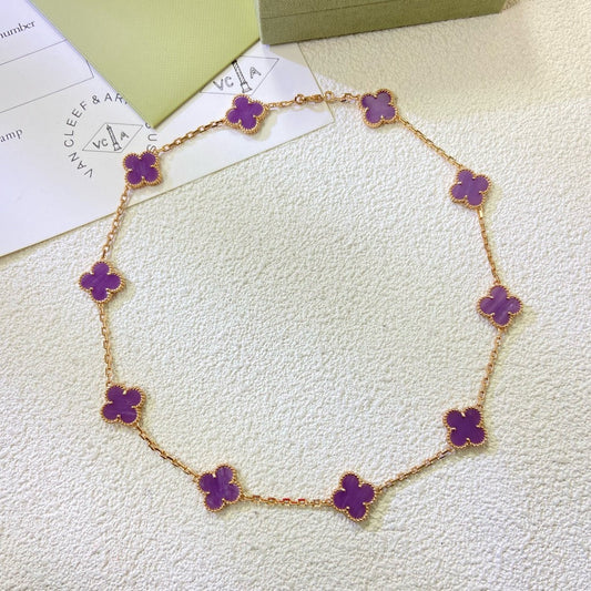 [⭐Hyrra Jewelry Jewelry]CLOVER 10 MOTIFS  PURPLE VIOLET  NECKLACE