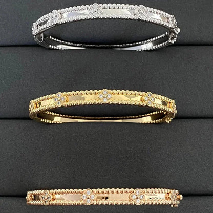[⭐Hyrra Jewelry]CLOVER BRACELET 4MM DIAMONDS
