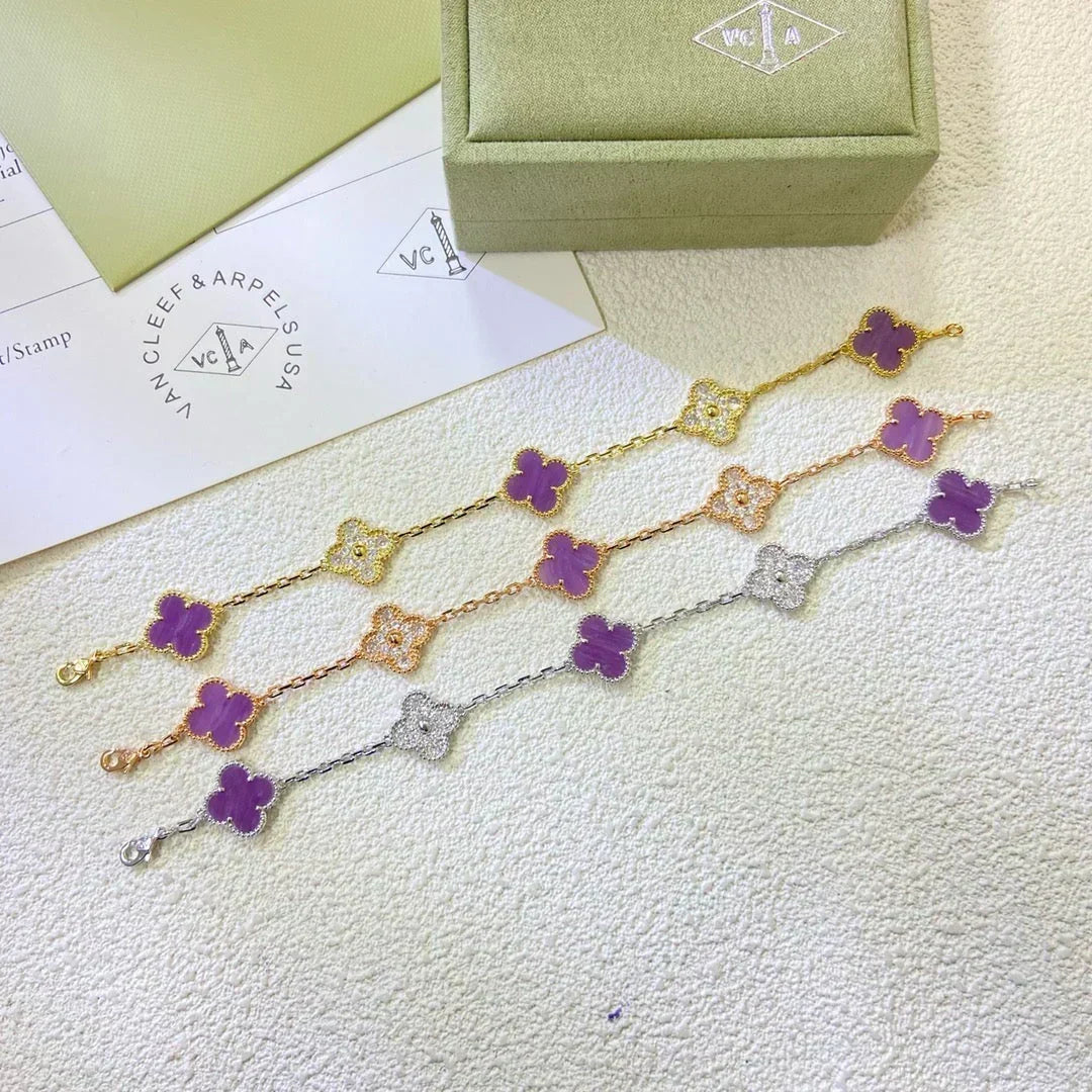 [⭐Hyrra Jewelry] CLOVER 5 MOTIF VIOLET BRACELET COLLECTION
