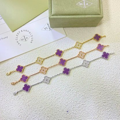 [⭐Hyrra Jewelry] CLOVER 5 MOTIF VIOLET BRACELET COLLECTION