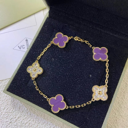 [⭐Hyrra Jewelry] CLOVER 5 MOTIF VIOLET BRACELET COLLECTION