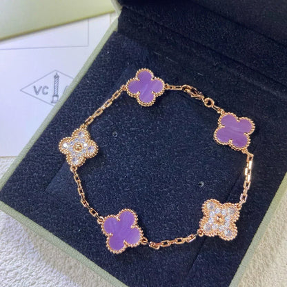 [⭐Hyrra Jewelry] CLOVER 5 MOTIF VIOLET BRACELET COLLECTION