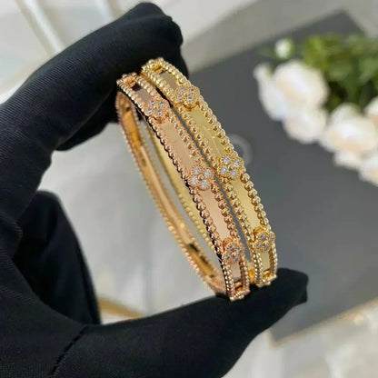 [⭐Hyrra Jewelry]CLOVER BRACELET 4MM DIAMONDS